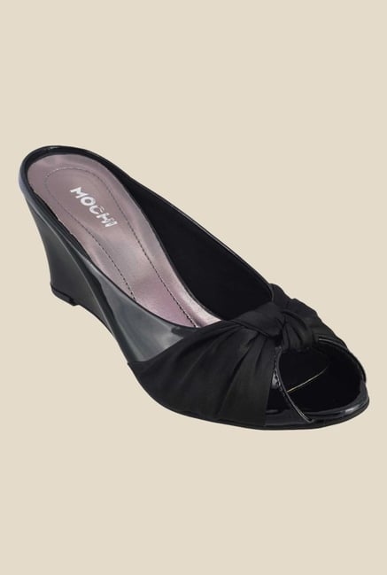Mochi Black Wedge Heeled Sandals Mochi Black Wedge Heeled Sandals