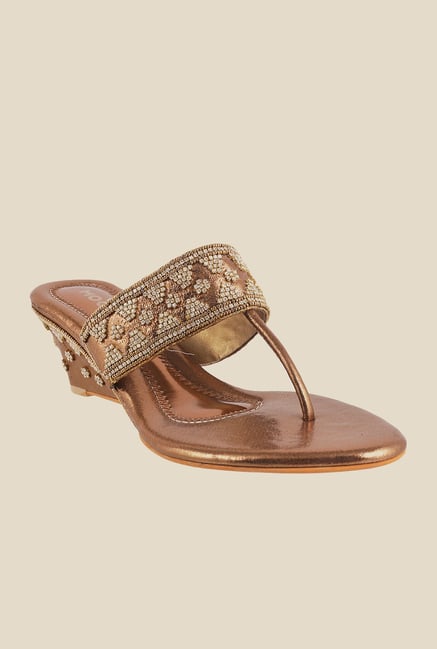 Mochi Bronze T-Strap Wedges Mochi Bronze T-Strap Wedges