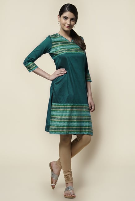 Zudio Teal Printed Kurta Zudio Teal Printed Kurta