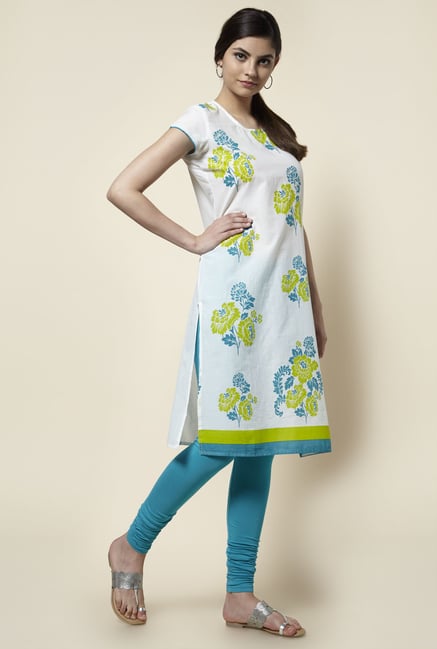 Zudio White Floral Print Kurta Zudio White Floral Print Kurta