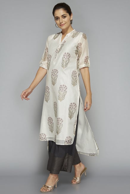 Zuba by Westside Off White Floral Print Kurta Zuba by Westside Off White Floral Print Kurta