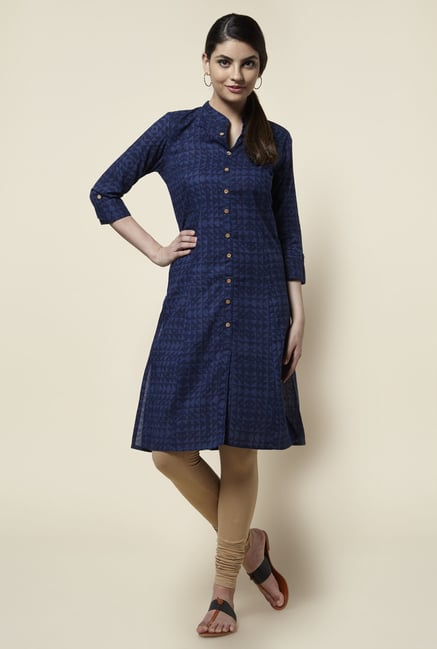 Zudio Navy Printed Kurta Zudio Navy Printed Kurta