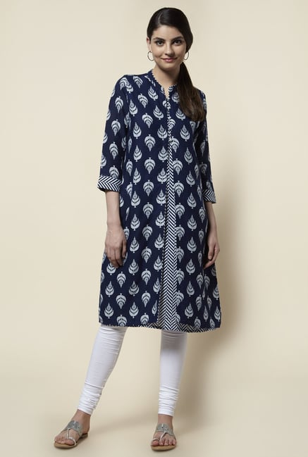 Zudio Navy Printed Kurta Zudio Navy Printed Kurta