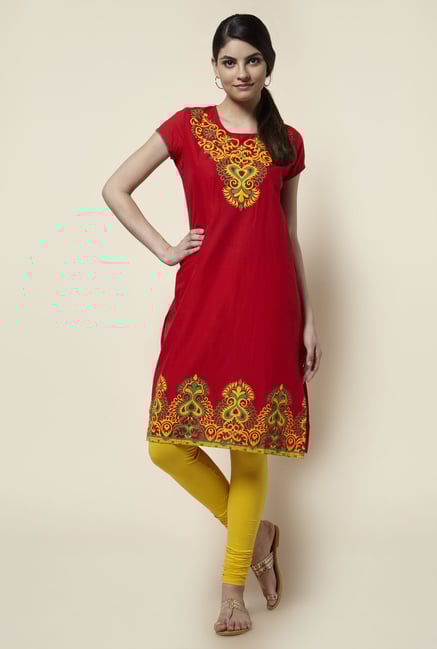 Zudio Red Printed Kurta Zudio Red Printed Kurta