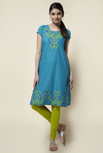 Zudio Turquoise Printed Kurta Zudio Turquoise Printed Kurta