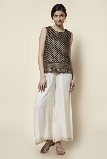 Zudio Off White Solid Palazzo Zudio Off White Solid Palazzo