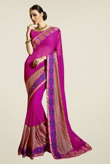 Ishin Pink Faux Georgette Saree Ishin Pink Faux Georgette Saree