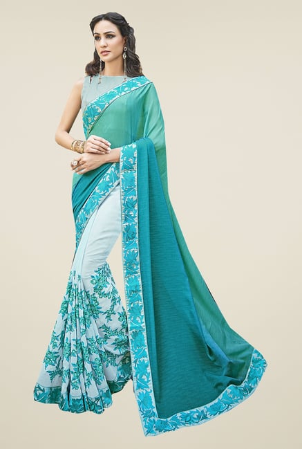 Ishin Blue Georgette & Crepe Saree Ishin Blue Georgette & Crepe Saree
