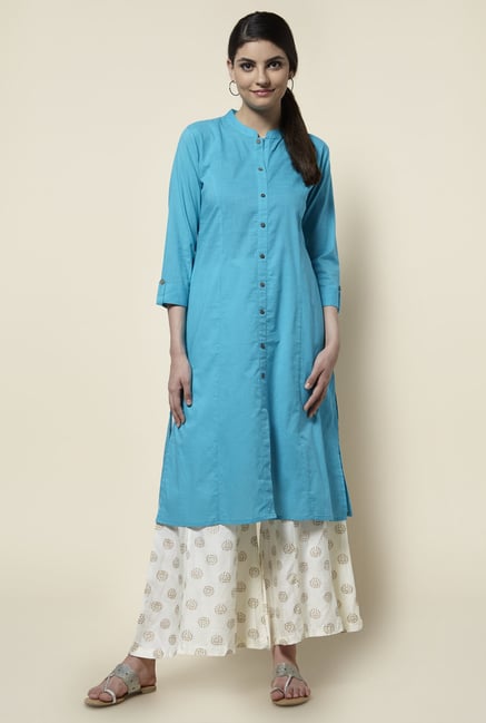 Zudio Turquoise Solid Kurta Zudio Turquoise Solid Kurta