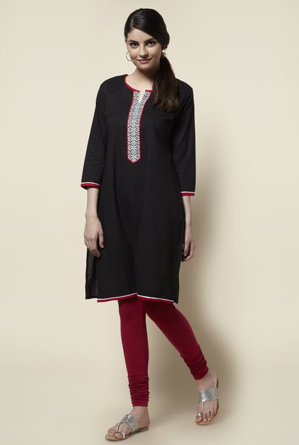 Zudio Black Solid Kurta Zudio Black Solid Kurta