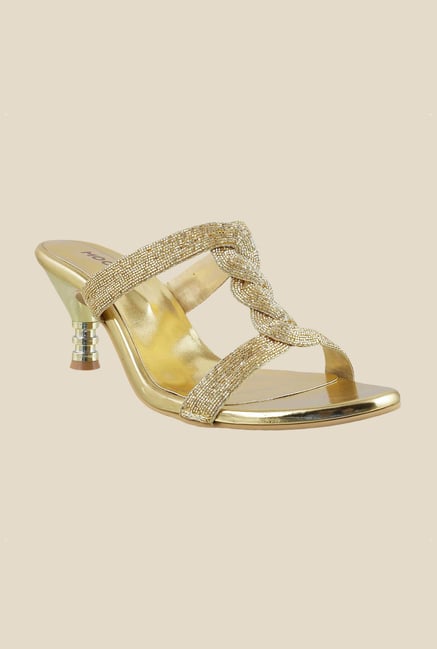 Mochi Golden Stiletto Heeled Sandals Mochi Golden Stiletto Heeled Sandals