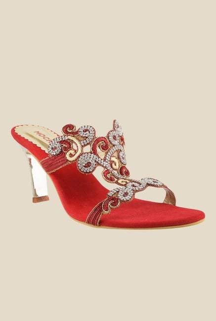 Mochi Maroon Stiletto Heeled Sandals Mochi Maroon Stiletto Heeled Sandals