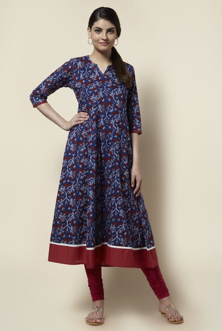 Zudio Navy Printed Anarkali Kurta Zudio Navy Printed Anarkali Kurta