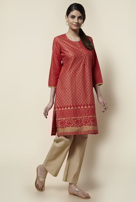 Zudio Red Printed Kurta Zudio Red Printed Kurta