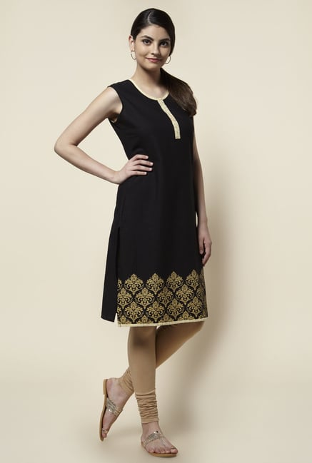 Zudio Black Sleeveless Kurta Zudio Black Sleeveless Kurta