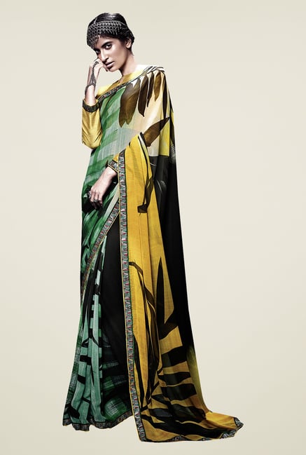 Ishin Multicolor Chiffon Printed Saree Ishin Multicolor Chiffon Printed Saree