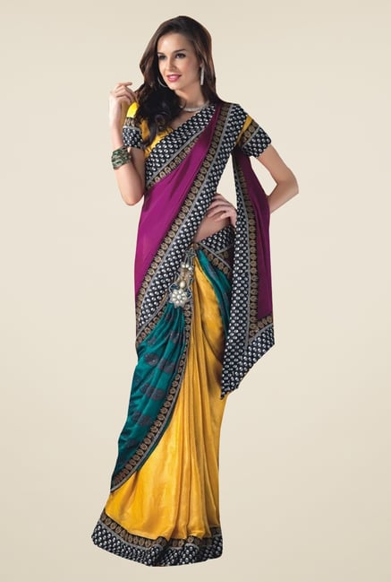 Ishin Multicolor Faux Georgette & Chiffon Half & Half Saree Ishin Multicolor Faux Georgette & Chiffon Half & Half Saree