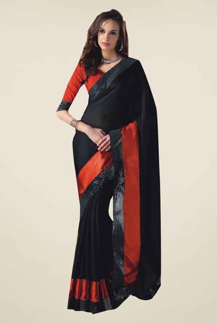 Ishin Black Faux Georgette & Chiffon Saree Ishin Black Faux Georgette & Chiffon Saree