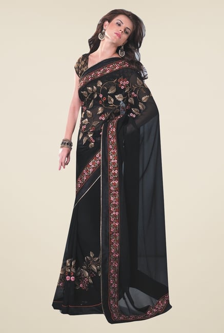 Ishin Black Faux Georgette & Chiffon Saree Ishin Black Faux Georgette & Chiffon Saree