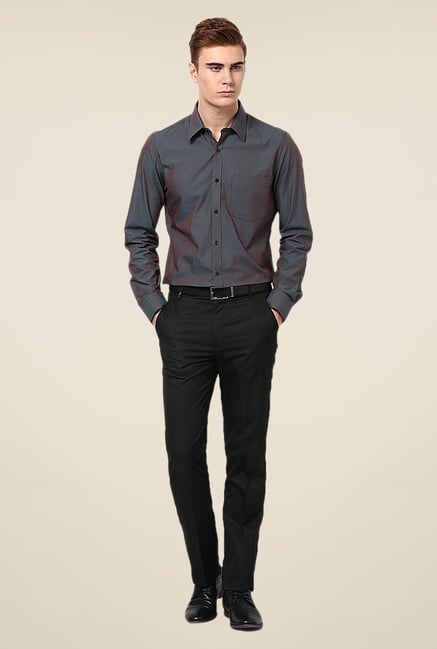 Turtle Grey Solid Slim-fit Shirt Turtle Grey Solid Slim-fit Shirt