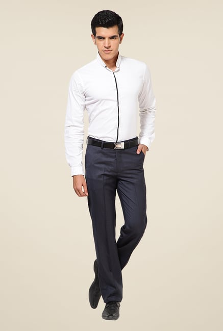Turtle Navy Terry Rayon Solid Trousers Turtle Navy Terry Rayon Solid Trousers