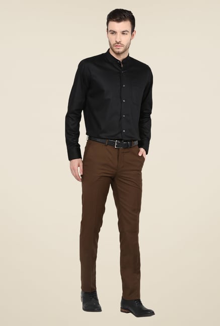 Turtle Brown Terry Rayon Solid Trousers Turtle Brown Terry Rayon Solid Trousers