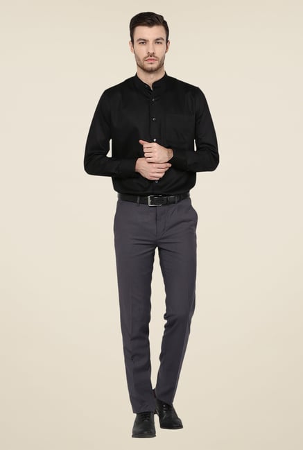 Turtle Grey Mid Rise Solid Trousers Turtle Grey Mid Rise Solid Trousers