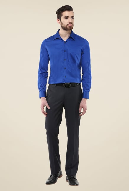 Turtle Blue Solid Slim Fit Cotton Shirt Turtle Blue Solid Slim Fit Cotton Shirt