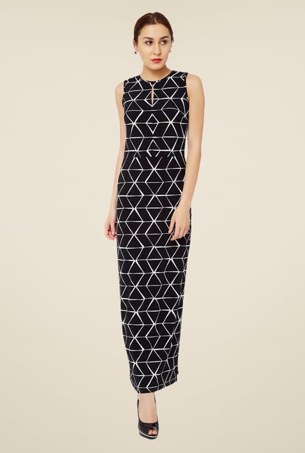 Avirate Black Printed Maxi Dress Avirate Black Printed Maxi Dress