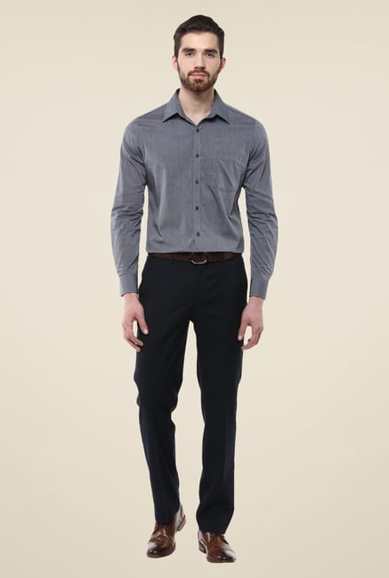 Turtle Grey Textured Full Sleeve Shirt Turtle Grey Textured Full Sleeve Shirt