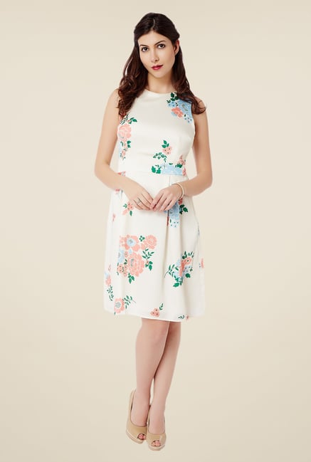 Avirate Off White Floral Print Dress Avirate Off White Floral Print Dress
