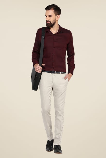 Turtle Maroon Solid Cotton Shirt Turtle Maroon Solid Cotton Shirt