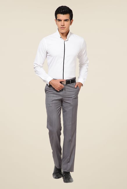 Turtle Grey Terry Rayon Solid Trousers Turtle Grey Terry Rayon Solid Trousers