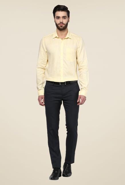 Turtle Yellow Linen Full Sleeve Slim-fit Shirt Turtle Yellow Linen Full Sleeve Slim-fit Shirt