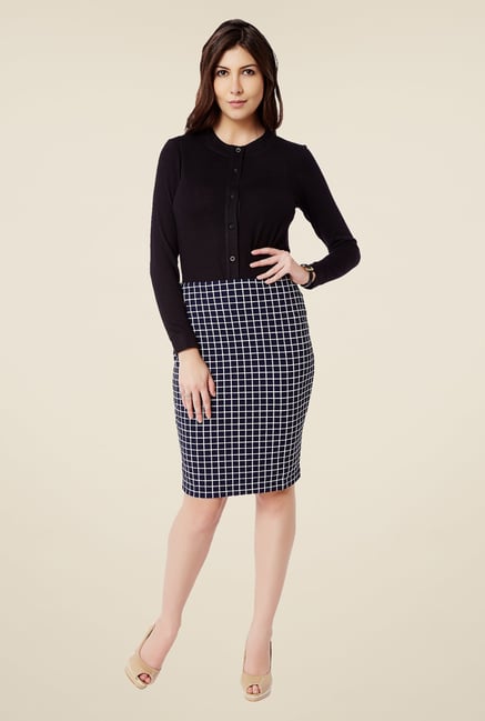 Avirate Navy Checks Skirt Avirate Navy Checks Skirt