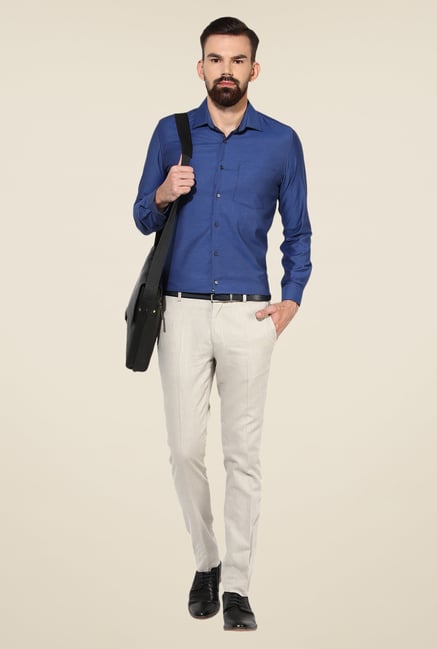 Turtle Blue Textured Slim-fit Shirt Turtle Blue Textured Slim-fit Shirt