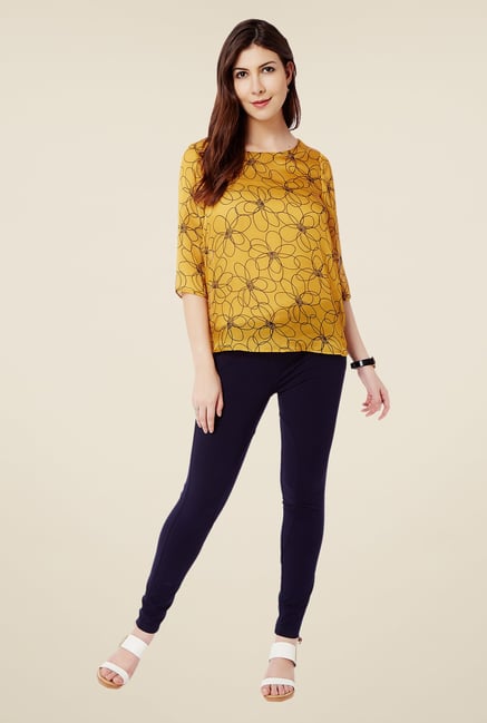 Avirate Yellow Floral Print Top Avirate Yellow Floral Print Top