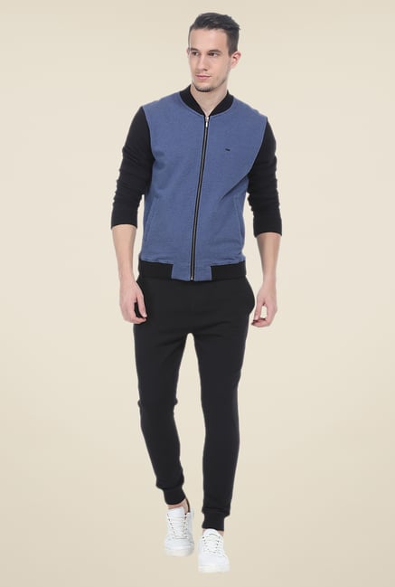 Basics Blue Solid Jacket Basics Blue Solid Jacket