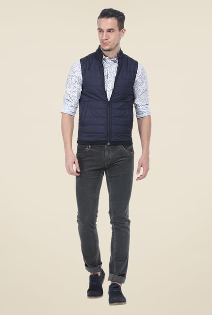 Basics Navy Solid Jacket Basics Navy Solid Jacket