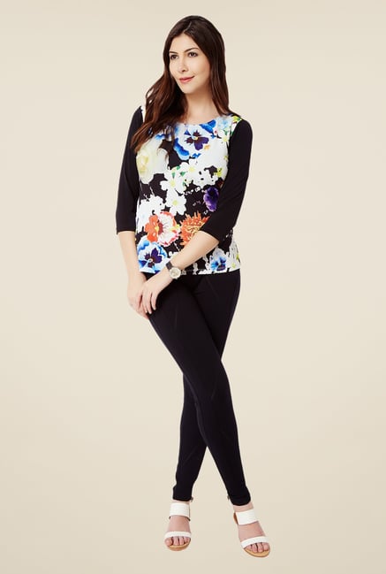 Avirate Black Floral Print Top Avirate Black Floral Print Top