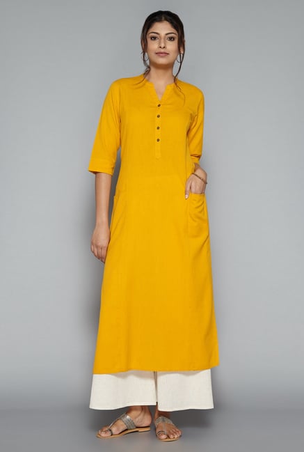 Utsa by Westside Yellow Solid Kurta Utsa by Westside Yellow Solid Kurta
