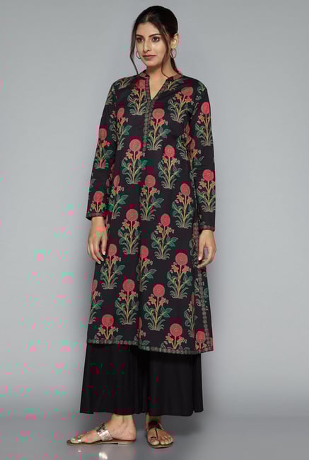 Utsa by Westside Black Floral Print Kurta Utsa by Westside Black Floral Print Kurta