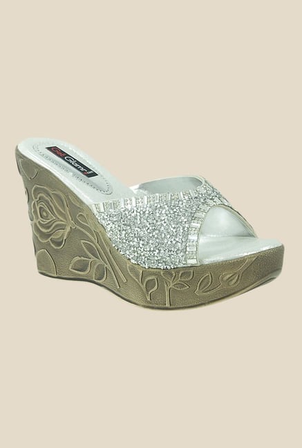 Get Glamr Ursula Silver Wedges Get Glamr Ursula Silver Wedges