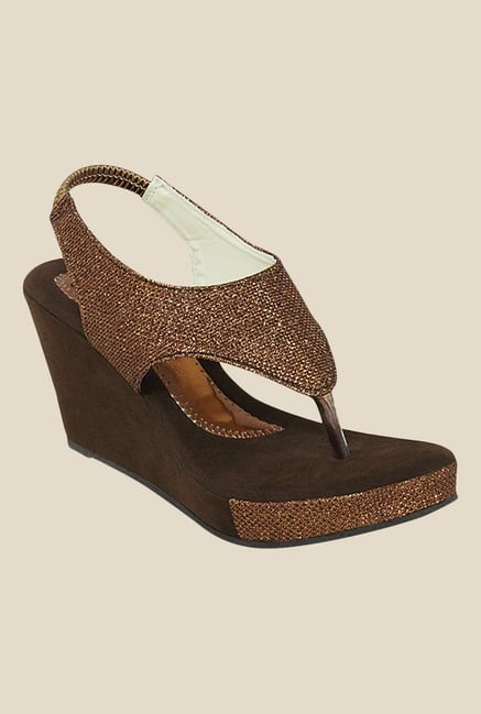 Get Glamr Marry Bronze Sling Back Wedges Get Glamr Marry Bronze Sling Back Wedges