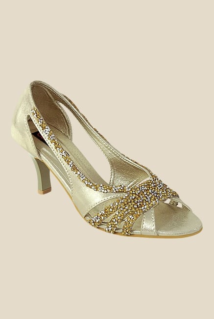 Get Glamr Marissa Golden Peeptoe Sandals Get Glamr Marissa Golden Peeptoe Sandals