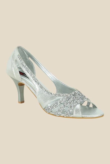 Get Glamr Marissa Silver Peeptoe Sandals Get Glamr Marissa Silver Peeptoe Sandals