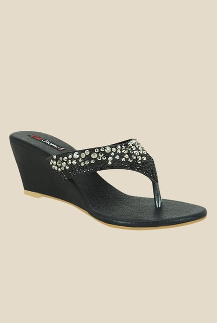Get Glamr Dough Black Thong Sandals Get Glamr Dough Black Thong Sandals