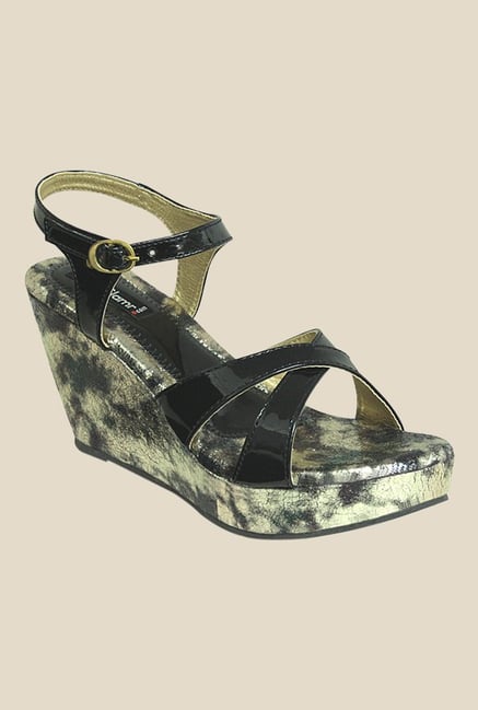 Get Glamr Mayer Black Ankle Strap Wedges Get Glamr Mayer Black Ankle Strap Wedges