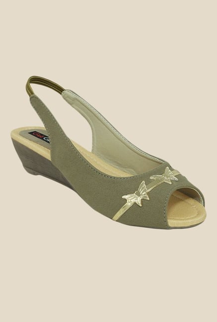 Get Glamr Sue Olive Sling Back Wedges Get Glamr Sue Olive Sling Back Wedges