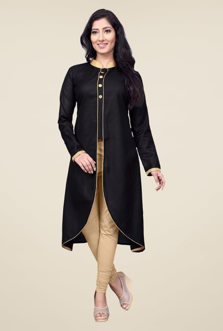 Occeanus Black Solid Kurta Occeanus Black Solid Kurta